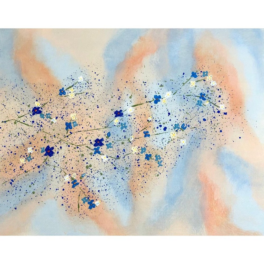 Branches of Blue 11 x 14 Acrylic Painting